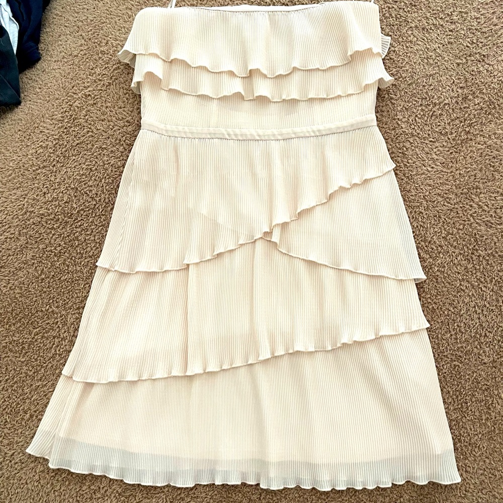 Urban Outfitters Pins & Needles Cream Tiered Strapless Dress, Size Small
